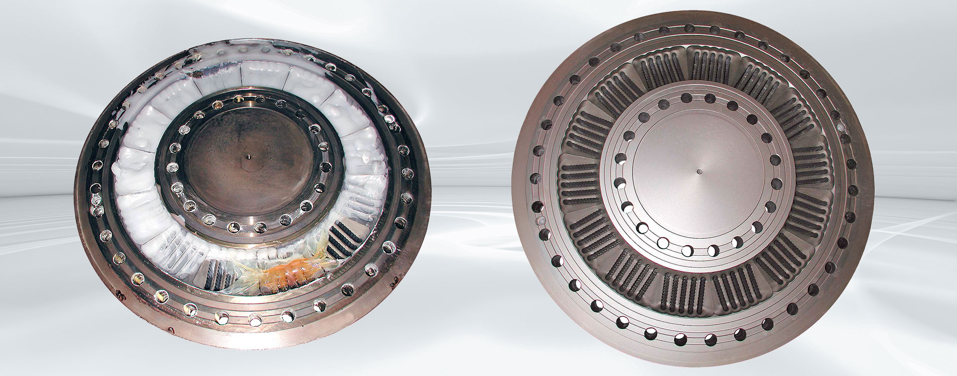Extrusionsdüse vor und nach der thermischen Reinigung