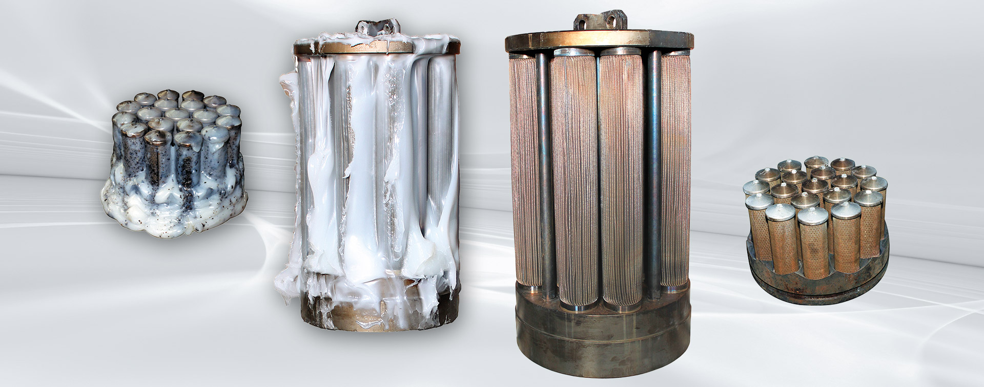 Filter bundles before and after thermal cleaning